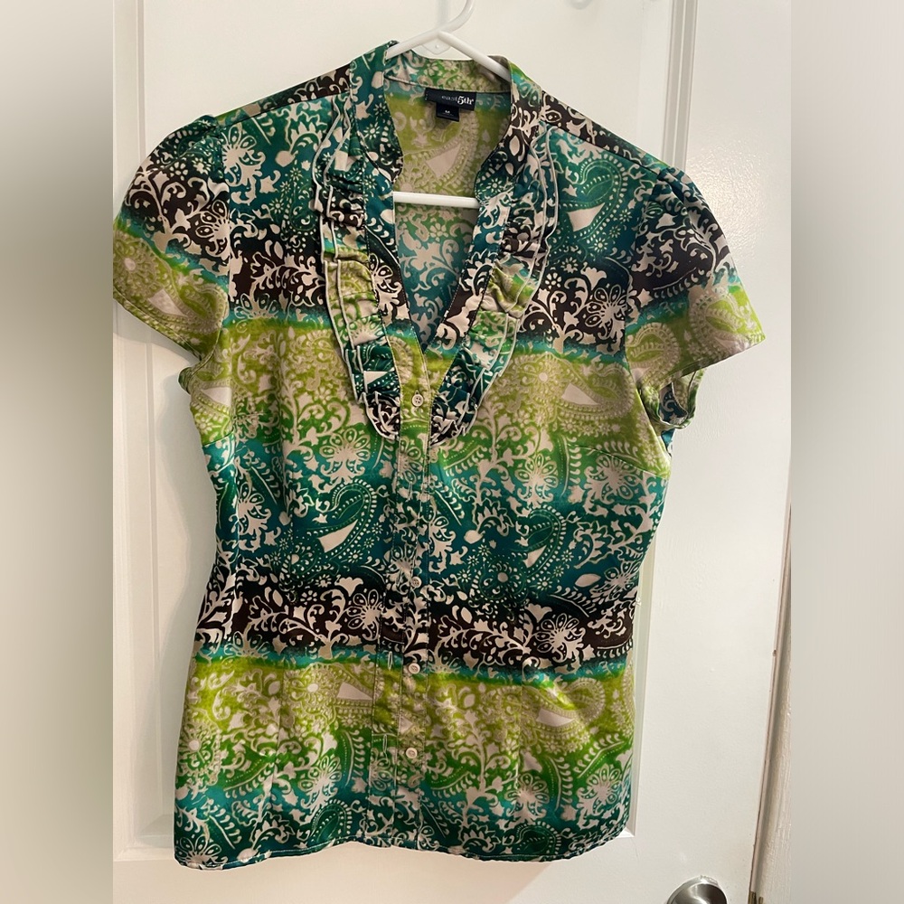 Boho Patterned Button Down Top - Picture 1 of 5